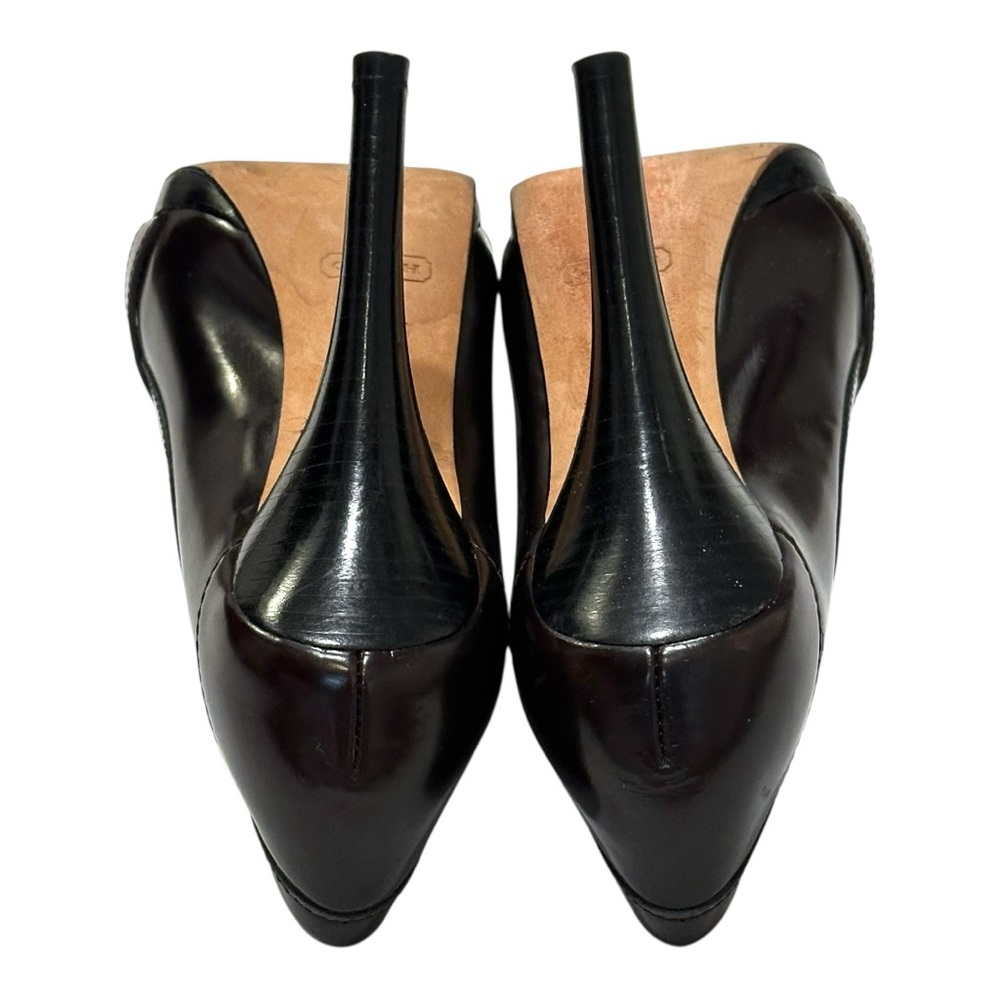 COACH Luisa Dark Brown Gold Logo Toggle Platform Heels Pumps 7.5 - Picture 13 of 16